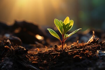 Emerging Small Plant Sprouts From the Ground Generative AI