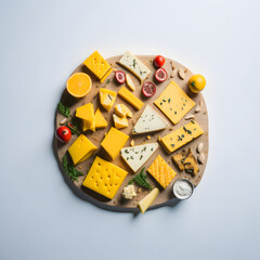 An Elegant Presentation with Various Cheeses and Fresh Ingredients