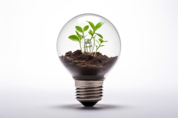 Fototapeta na wymiar Light Bulb With a Plant Inside Generative AI