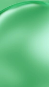 Essential cosmetic oil bubbles floating in water. Green liquid sphere shaped, fluid flow background. Moisturizing hydrating collagen cream. Skin care serum beauty care vitamin concept 3d animation