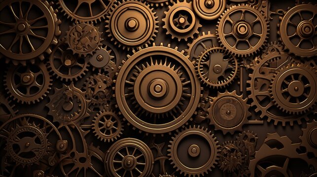 Gears Background in Bronze color.