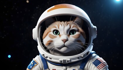 Cute-astronaut-cat-in-black-space-with-lights-on-helmet