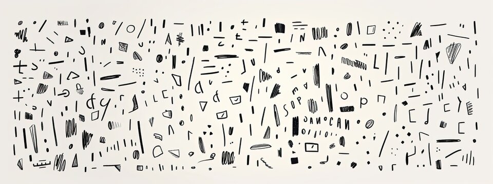 ultra minimalistic grungy random doodle strokes and letter hand drawn notes texture