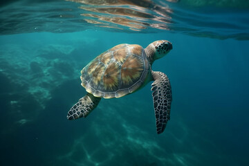 Obraz premium sea turtle swimming in water created using generative Ai tools