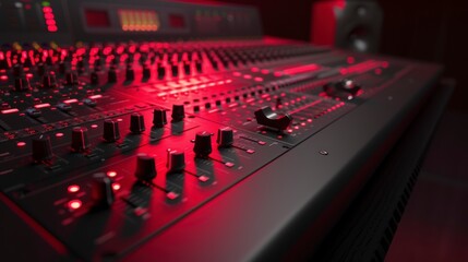 majestic radio recording booth with a red light bulb in high resolution and high quality. radio, recording, buttons concept