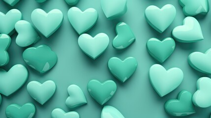 Obraz premium Mint Color Hearts as a background.