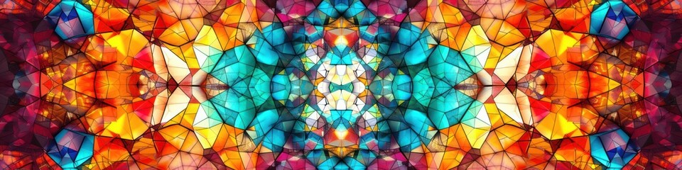 Colorful abstract kaleidoscope geometric pattern. Background for technological processes, science, presentations, education, etc - obrazy, fototapety, plakaty