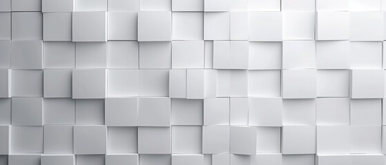 white square pattern background, white panel wall, 3d rendering
