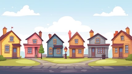 Naklejka premium Western town cartoon illustration