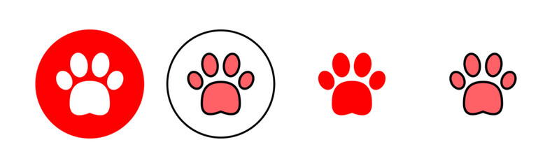 Paw icon set illustration. paw print sign and symbol. dog or cat paw