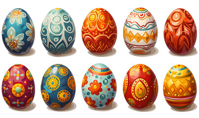 Set of easter eggs on white background. Easter illustration.