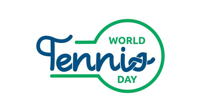 World Tennis Day text animation. Handwritten calligraphy typography animated with alpha channel. Great for celebrating increased tennis participation around the world.