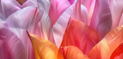 colorful tulip petals close up with vivid hues and soft textures - obrazy, fototapety, plakaty