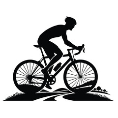 Obraz premium Cyclist Riding on Scenic Route Silhouette
