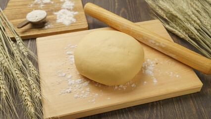 パンやお菓子の生地作り イメージ｜小麦粉の生地と麦穂
