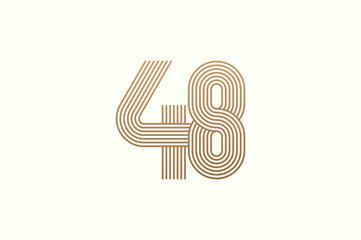 Number 48 Logo. Monogram Number 48 logo multi line style. usable for business logos and anniversary. flat design logo template. vector illustration	