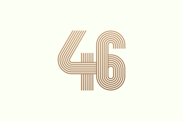 Number 46 Logo. Monogram Number 46 logo multi line style. usable for business logos and anniversary. flat design logo template. vector illustration	