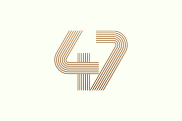 Number 47 Logo. Monogram Number 47 logo multi line style. usable for business logos and anniversary. flat design logo template. vector illustration	