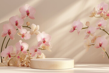 opulent ambiance: orchids around product podium