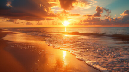 golden sunrise over peaceful ocean