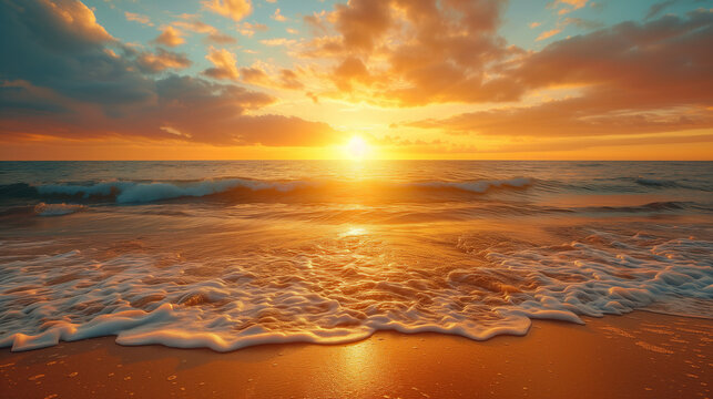 renew with sunrise: golden glow over ocean