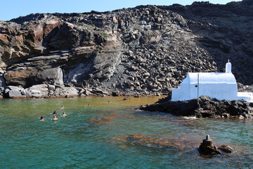 Santorini Hots Springs: A famous natural landmark on the small island of  Palea Kameni in the...