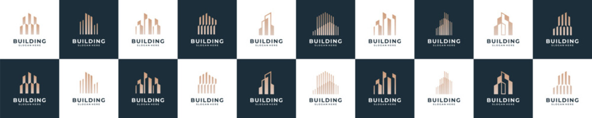 set of Architecture Building business Logo Design, vector template