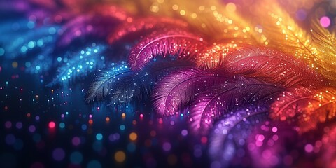A sparkling abstract background for Mardi Gras or a carnival with pink, blue, purple and gold colors.  - obrazy, fototapety, plakaty