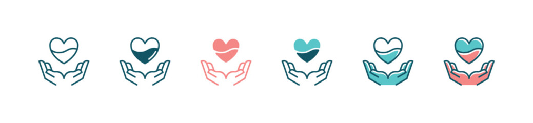 hand holding blood transfusion donor icon set medicals life blood donation vector illustration for web and app