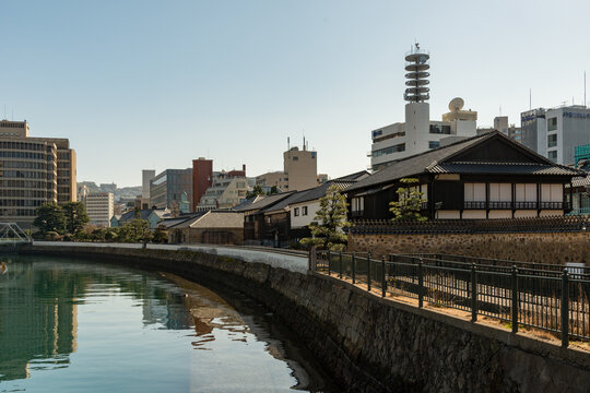 The restored historical site of Dejima in Nagasaki, Japan