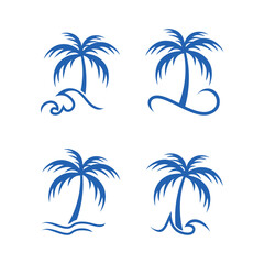 Fototapeta na wymiar Palm Beach logo vector design element icon with creative style