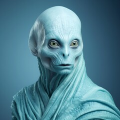 A study in color washing - portrait of an alien being in blue
