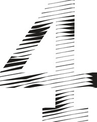Number 4 stripe motion line logo