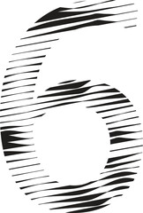 Number 6 stripe motion line logo