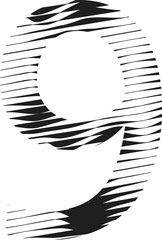 Number 9 stripe motion line logo
