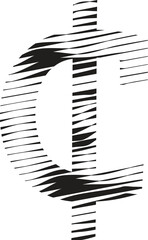 Cent Symbol with stripe motion line logo