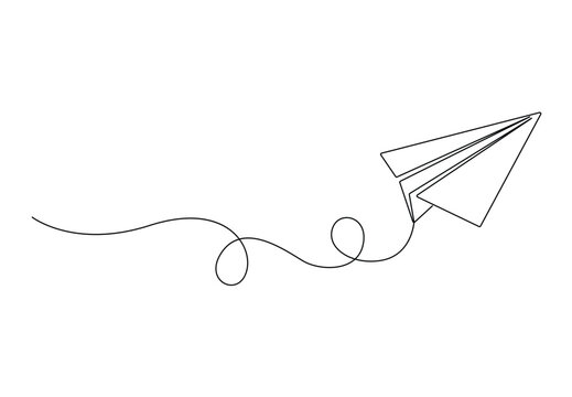 recommend clip art: Paper plane continuous one line art style. The airplane made from paper. Isolated on white background vector illustration
