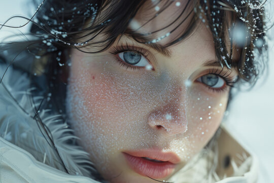 Retrato futurista nórdico nieve congelado