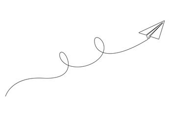 Simple airplane continuous single line drawing vector illustration. Premium vector