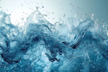 Foto op Plexiglas Ilustración digital de elementos de agua integrados en gráficos, creando una sensación de fluidez y calma © Julio