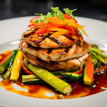 Gourmet Grilled Chicken Breast with Fresh Vegetables - A Picture Worth a Thousand Flavors