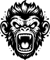 Obraz premium monkey, gorilla, orangutan, head, animal illustration