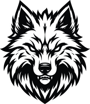 dog, wolf, head, animal illustration