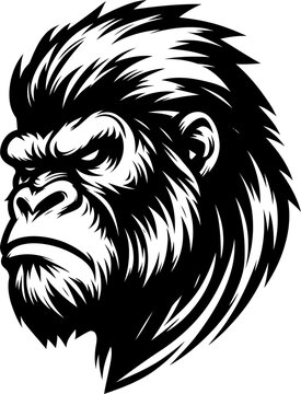 recommend clip art: monkey, gorilla, orangutan, head, animal illustration