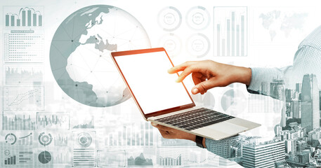 Data Analysis for Business and Finance Concept. interface showing future computer technology of...