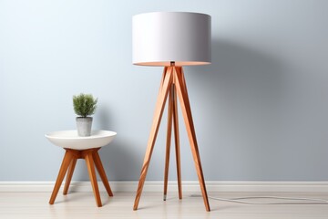 Floor Lamp Next to Table With Potted Plant