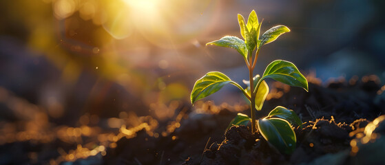 Single Plant and the Start of New Life and Growth