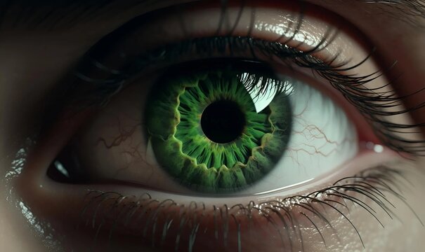 close up 4k ultra realistic green man eyes