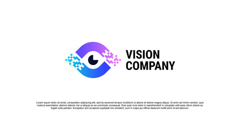 pixel vision logo vector, eye tech logo security idea