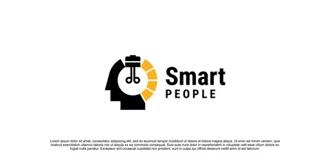 smart people logo. head lamp logo idea